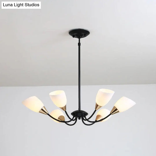 Modern Beveled Glass Chandelier With Starburst Design - Black Hanging Ceiling Light (3/6/8 Heads)