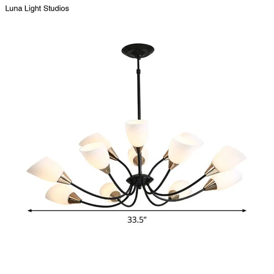 Modern Beveled Glass Chandelier With Starburst Design - Black Hanging Ceiling Light (3/6/8 Heads)