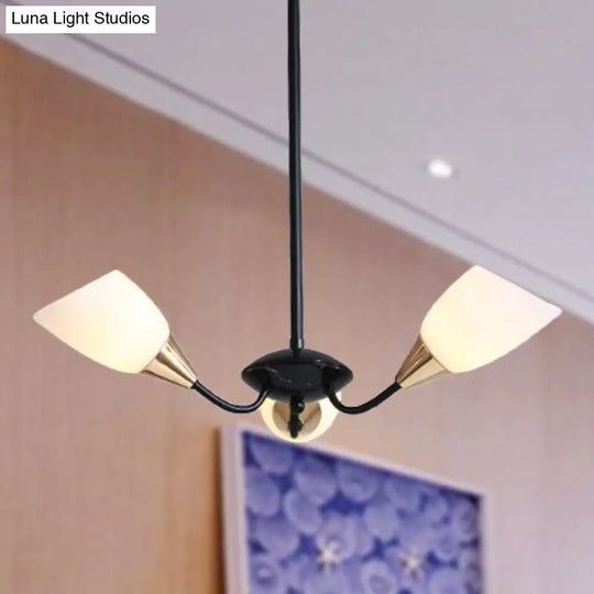 Modern Beveled Glass Chandelier With Starburst Design - Black Hanging Ceiling Light (3/6/8 Heads)