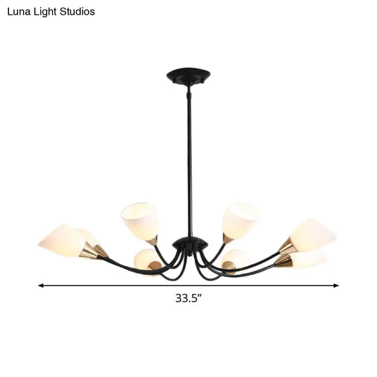 Modern Beveled Glass Chandelier With Starburst Design - Black Hanging Ceiling Light (3/6/8 Heads)