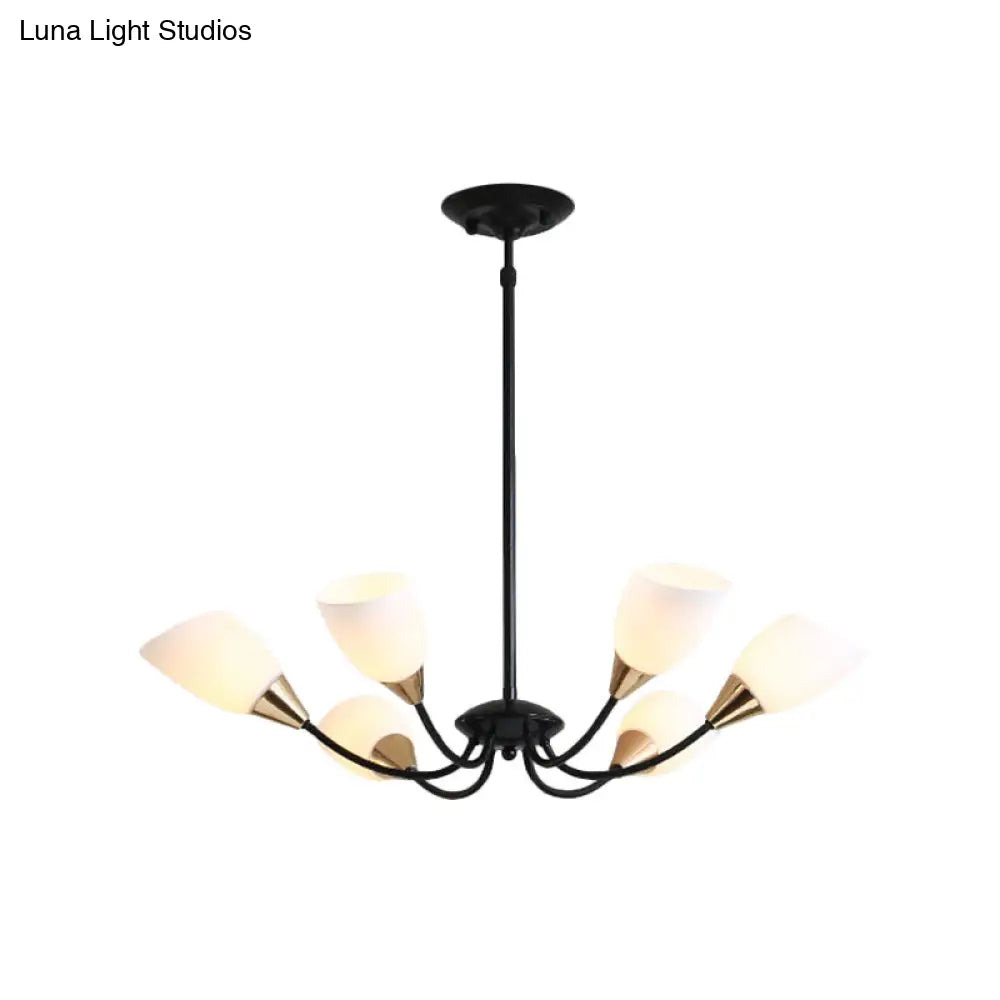 Modern Beveled Glass Chandelier With Starburst Design - Black Hanging Ceiling Light (3/6/8 Heads)