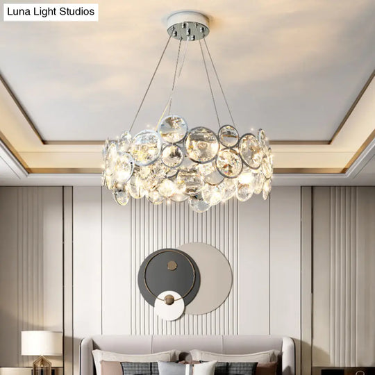 Stylish Beveled K9 Crystal Chandelier - Modern 8-Bulb Clear Pendant Lamp
