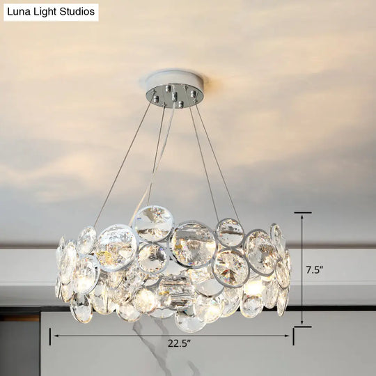Stylish Beveled K9 Crystal Chandelier - Modern 8-Bulb Clear Pendant Lamp