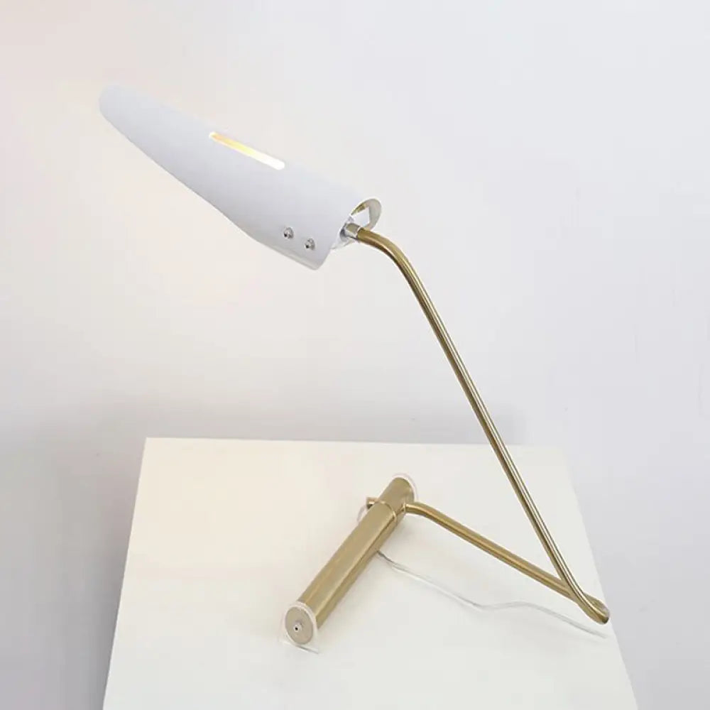 Modern Bird-Like Standing Lamp With Metal Shade - Contemporary 1 Bulb Table For Living Room White