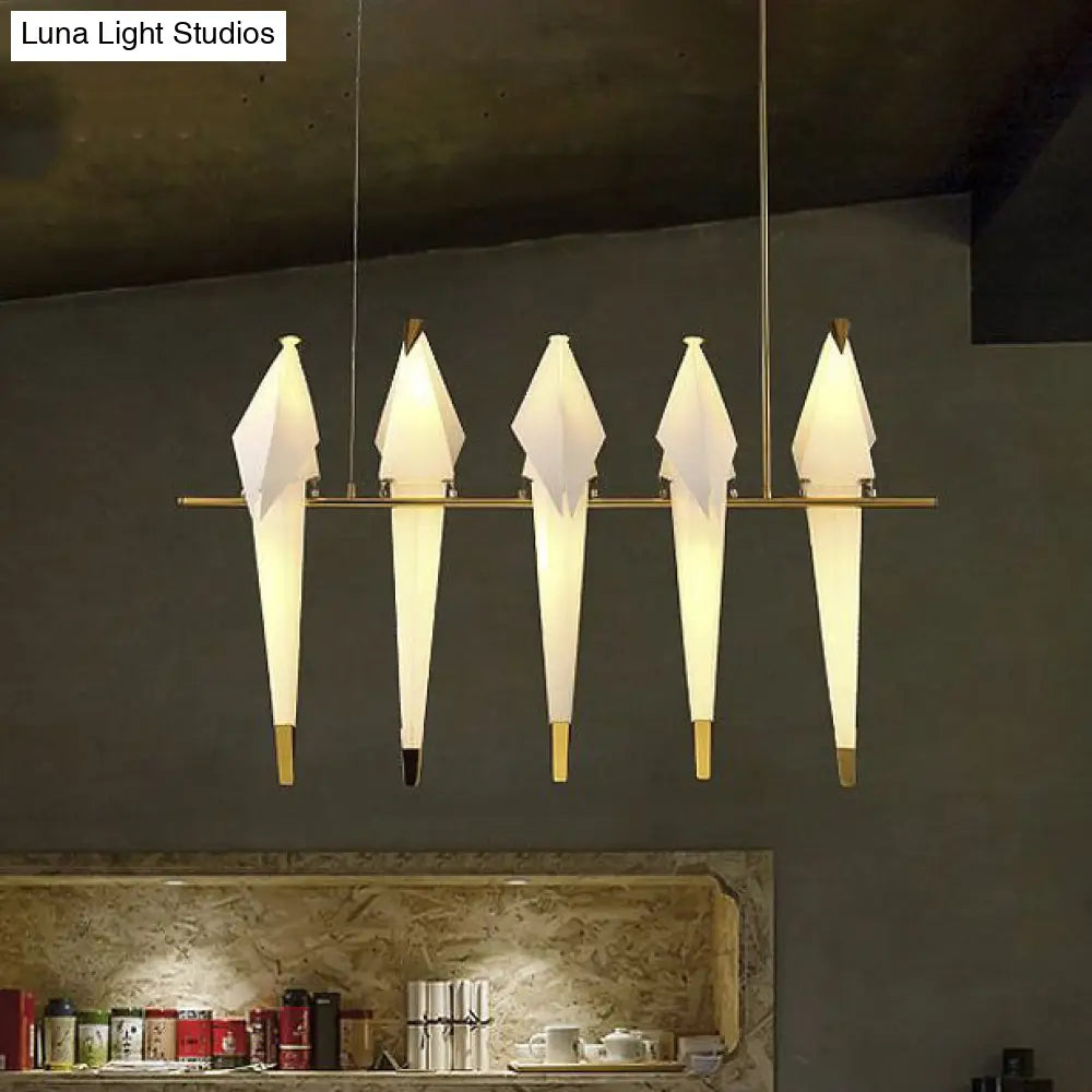 Modern Bird-Shaped Island Pendant Light: 3/4/5 Golden Hanging Lights For Bedroom