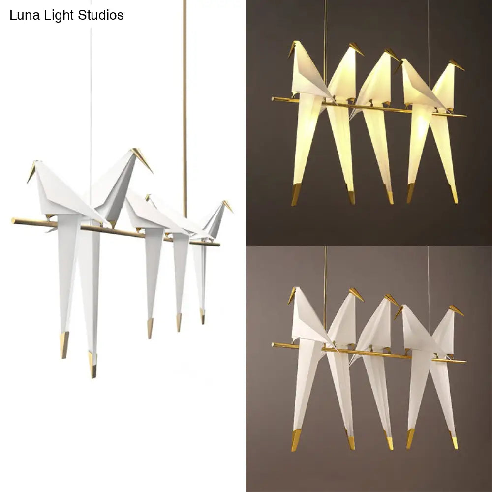 Modern Bird-Shaped Island Pendant Light: 3/4/5 Golden Hanging Lights For Bedroom