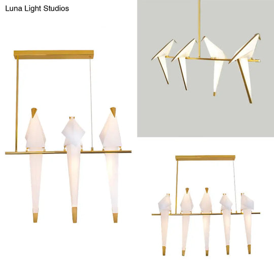 Modern Bird-Shaped Island Pendant Light: 3/4/5 Golden Hanging Lights For Bedroom