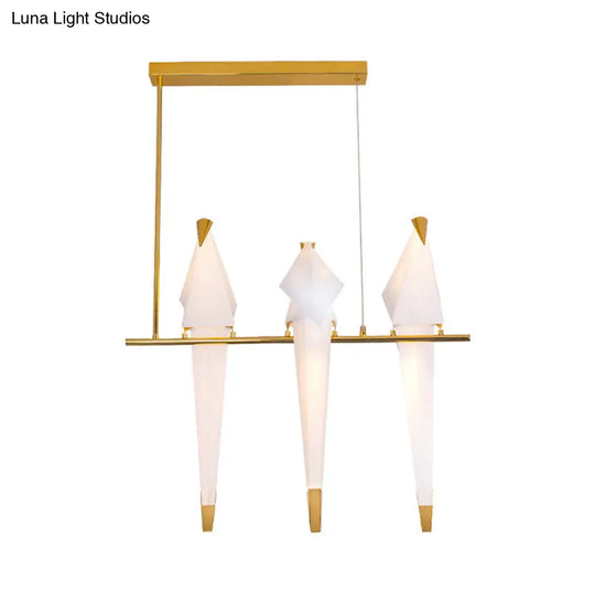 Modern Bird-Shaped Island Pendant Light: 3/4/5 Golden Hanging Lights For Bedroom