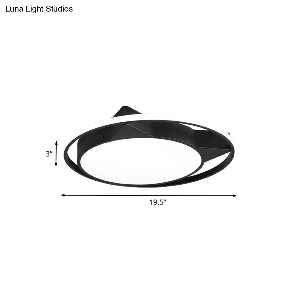 Modern Black Acrylic Cat Led Flush Mount Ceiling Light With Choice Of White Or Warm Lighting
