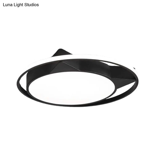 Modern Black Acrylic Cat Led Flush Mount Ceiling Light With Choice Of White Or Warm Lighting