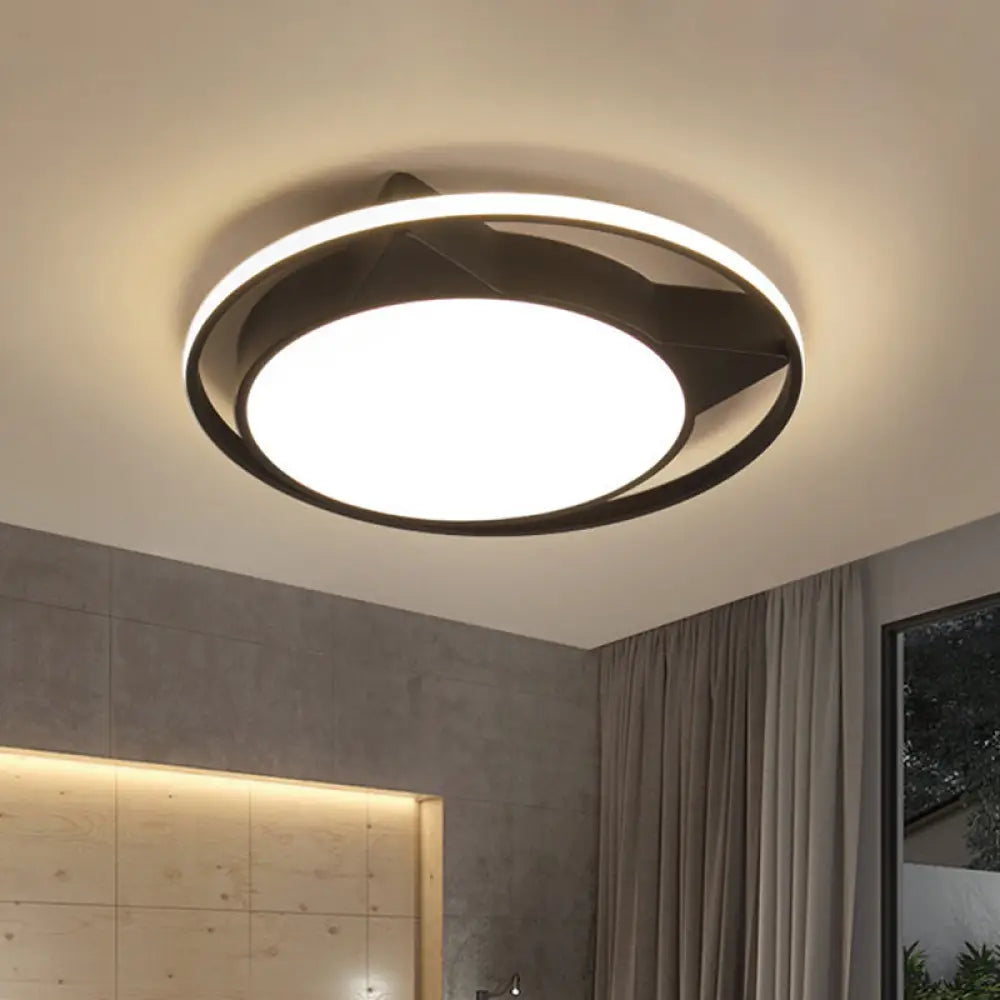 Modern Black Acrylic Cat Led Flush Mount Ceiling Light With Choice Of White Or Warm Lighting /