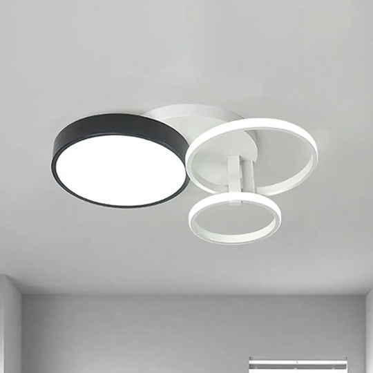 Modern Black Acrylic Ceiling Mounted Light For Living Room - Circular Close To Design With 3/5