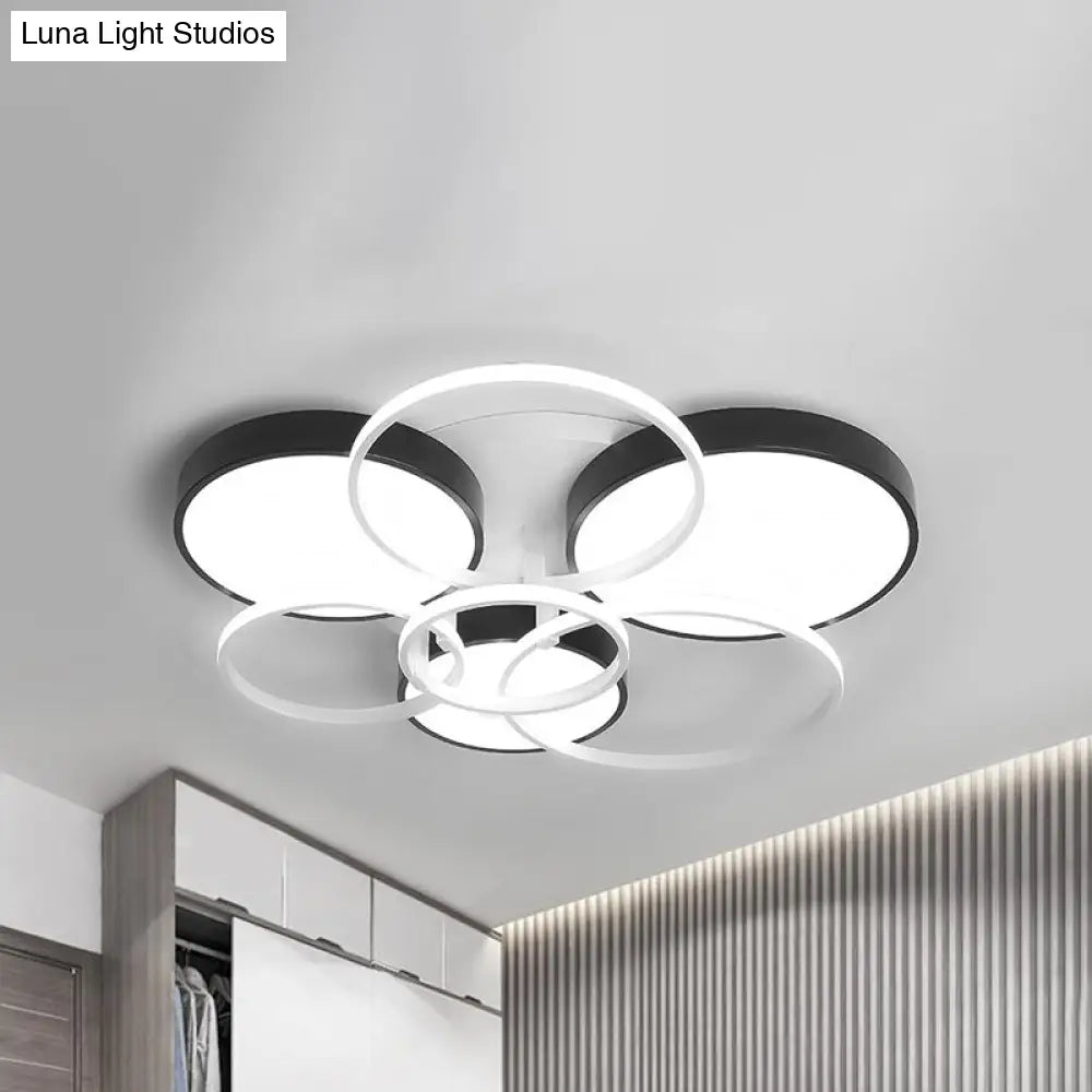 Modern Black Acrylic Ceiling Mounted Light For Living Room - Circular Close To Design With 3/5