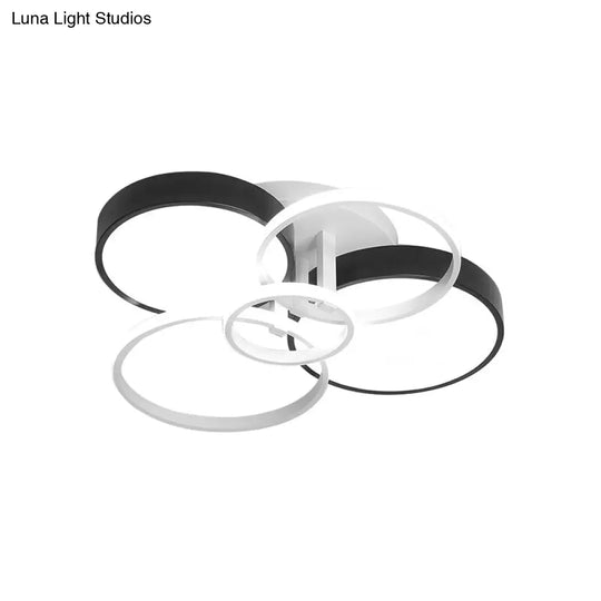 Modern Black Acrylic Ceiling Mounted Light For Living Room - Circular Close To Design With 3/5