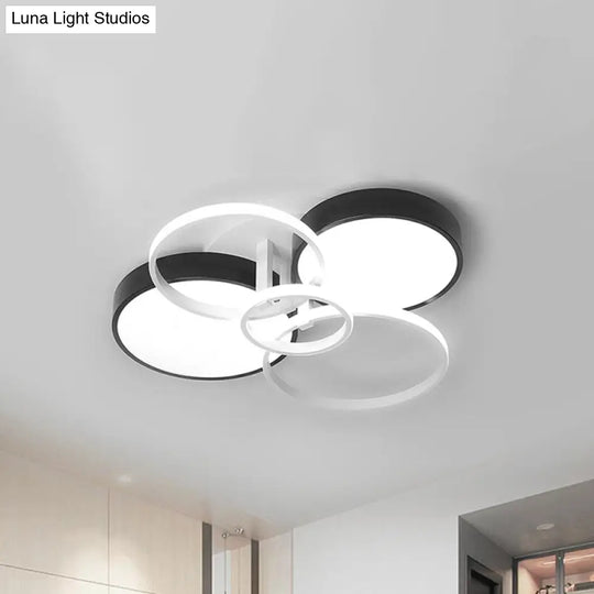 Modern Black Acrylic Ceiling Mounted Light For Living Room - Circular Close To Design With 3/5