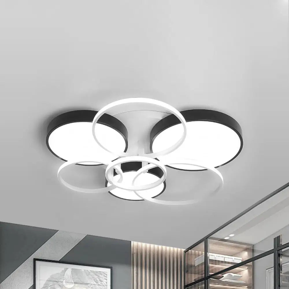 Modern Black Acrylic Ceiling Mounted Light For Living Room - Circular Close To Design With 3/5