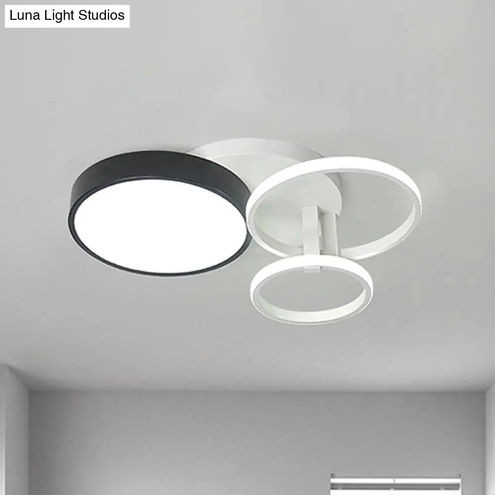 Modern Black Acrylic Ceiling Mounted Light For Living Room - Circular Close To Design With 3/5