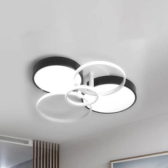 Modern Black Acrylic Ceiling Mounted Light For Living Room - Circular Close To Design With 3/5