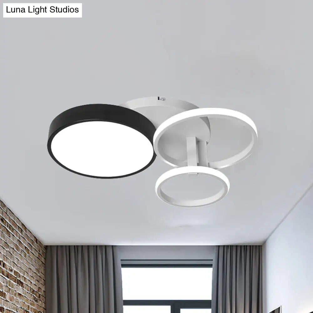 Modern Black Acrylic Ceiling Mounted Light For Living Room - Circular Close To Design With 3/5