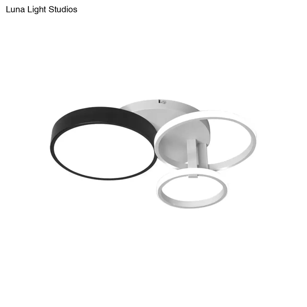 Modern Black Acrylic Ceiling Mounted Light For Living Room - Circular Close To Design With 3/5