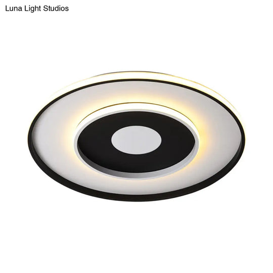 Modern Black Acrylic Circle Ceiling Light Fixture - 18/23.5 Wide Flush Mount With Warm/White/3 Color