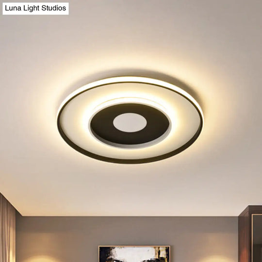 Modern Black Acrylic Circle Ceiling Light Fixture - 18/23.5 Wide Flush Mount With Warm/White/3 Color