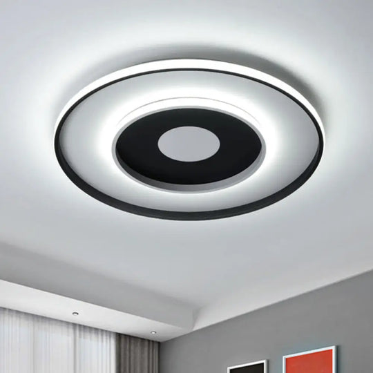 Modern Black Acrylic Circle Ceiling Light Fixture - 18’/23.5’ Wide Flush Mount With