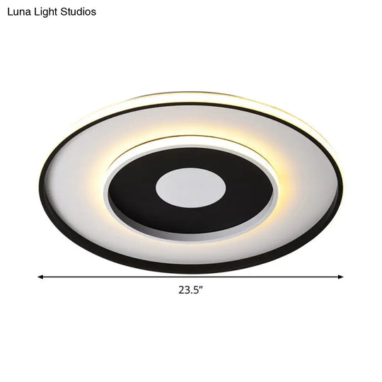 Modern Black Acrylic Circle Ceiling Light Fixture - 18/23.5 Wide Flush Mount With Warm/White/3 Color