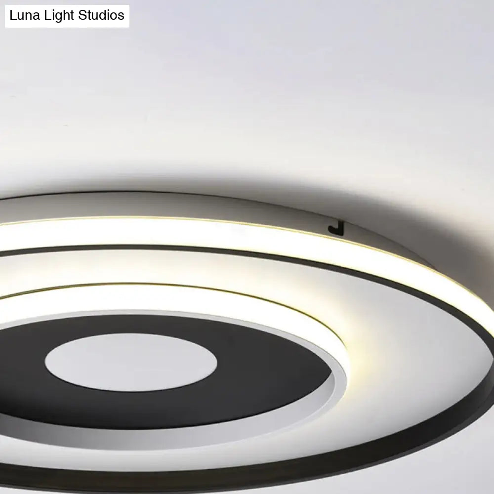 Modern Black Acrylic Circle Ceiling Light Fixture - 18/23.5 Wide Flush Mount With Warm/White/3 Color