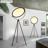 Modern Black Acrylic Disc Floor Lamp With Tripod Stand - Led Light For Simplicity Living Room