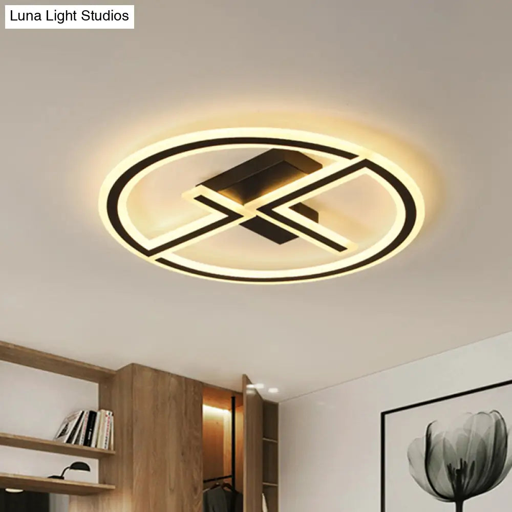 Modern Black Acrylic Led Ring & Dual - L Flush Ceiling Lamp
