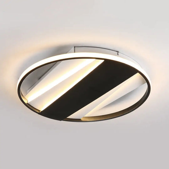 Modern Black Acrylic Living Room Ring Ceiling Light / 18’ Warm