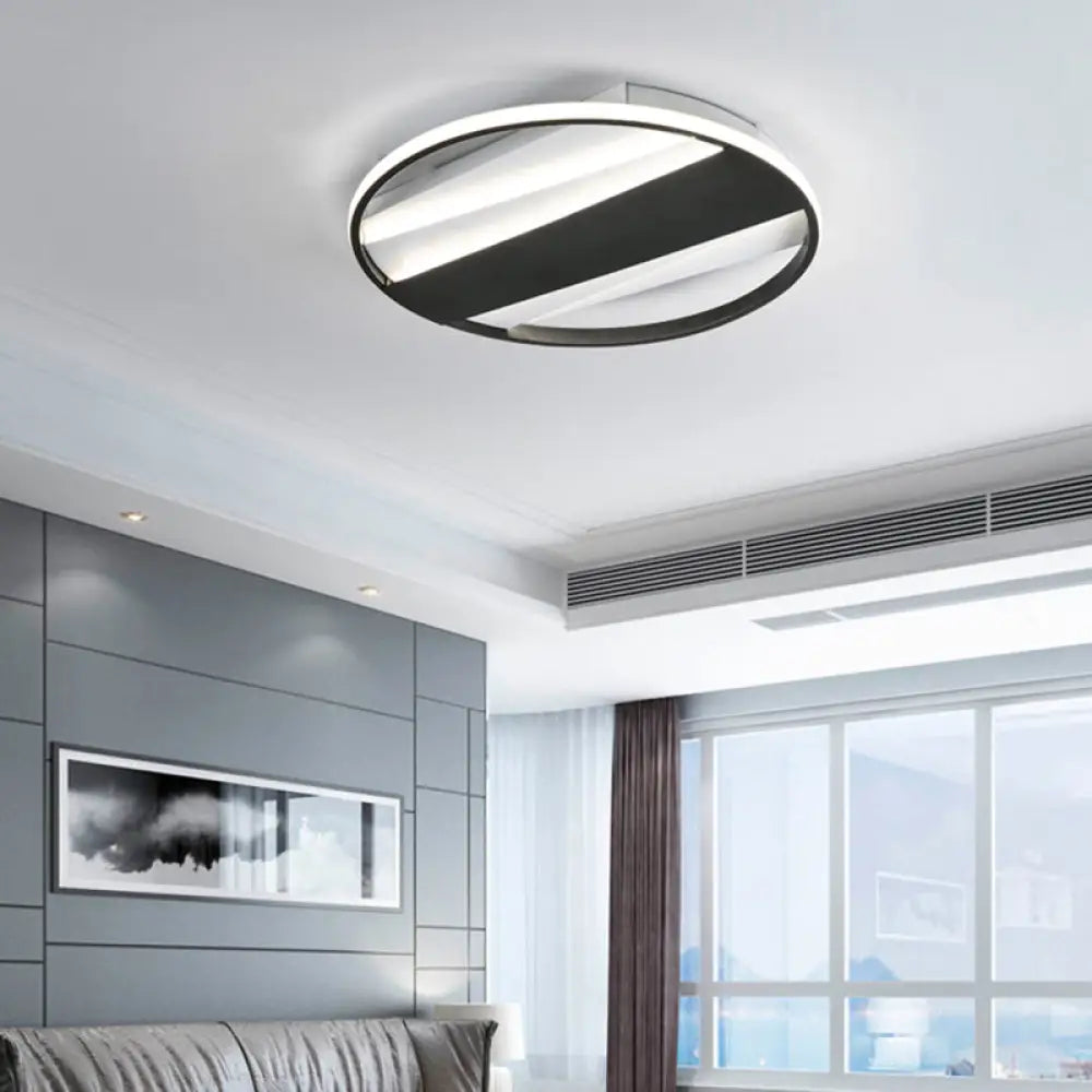 Modern Black Acrylic Living Room Ring Ceiling Light / 18’ White
