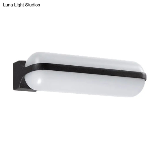 Modern Black Acrylic Wall Sconce With Flush Capsule Design And Half-Bulb Mounting