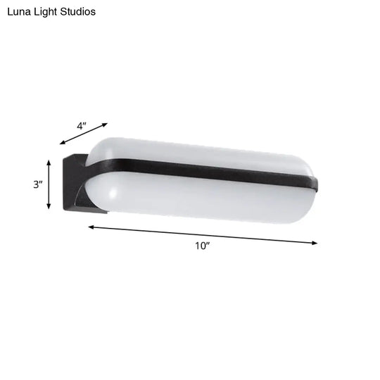 Modern Black Acrylic Wall Sconce With Flush Capsule Design And Half-Bulb Mounting