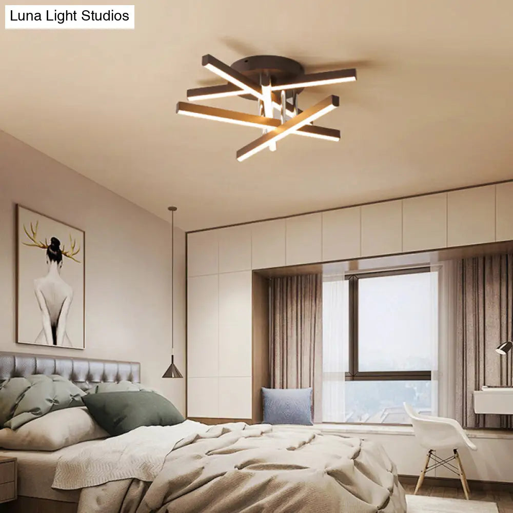 Modern Black Aluminum Led Flush Mount Ceiling Light For Bedrooms