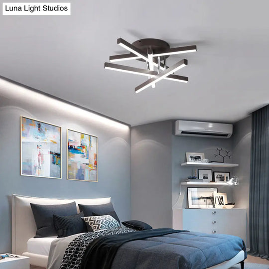 Modern Black Aluminum Led Flush Mount Ceiling Light For Bedrooms