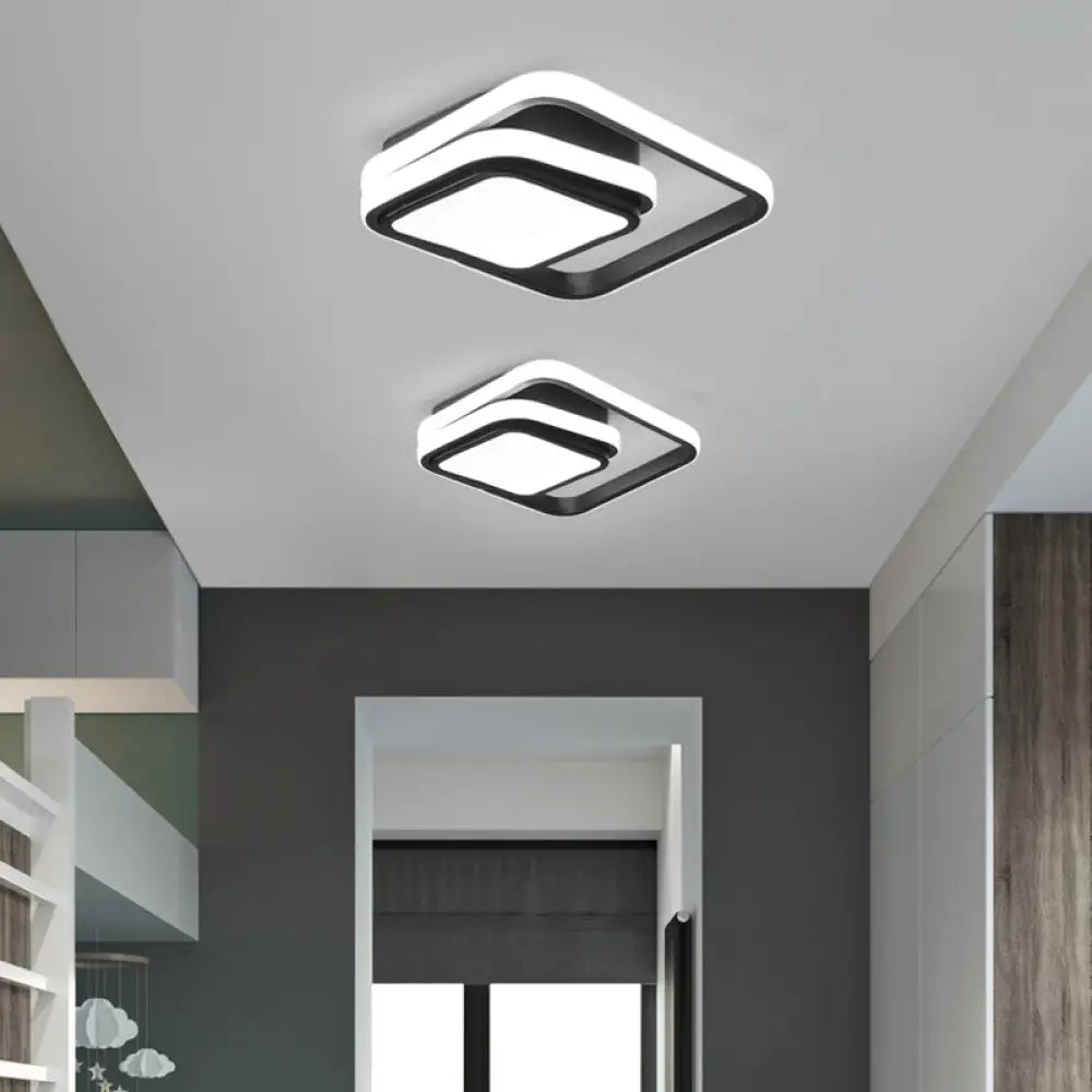 Modern Black Aluminum Led Flush Mount Ceiling Light For Foyer