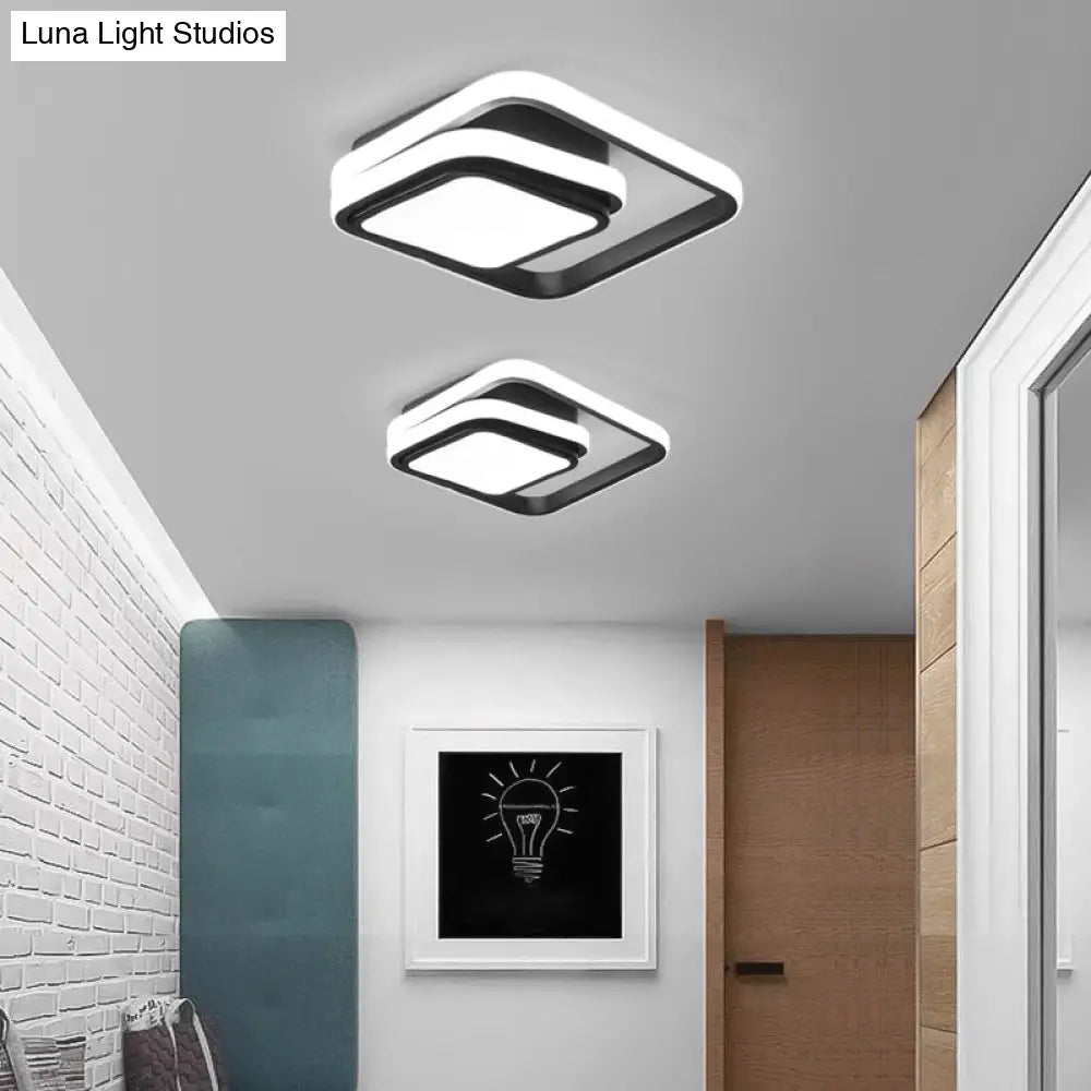 Modern Black Aluminum Led Flush Mount Ceiling Light For Foyer
