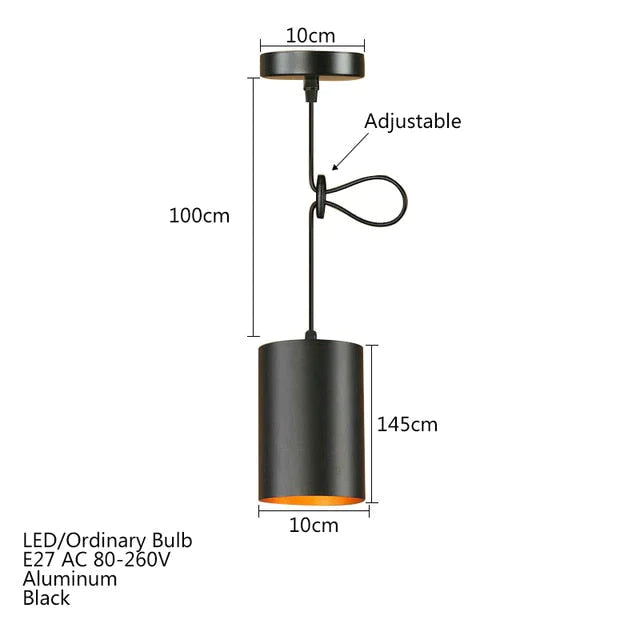 Modern Black Aluminum Pendant Light LED E27 Nordic Industrail Hanging Lamp For Living Room Restaurant Study Bedroom Office Loft