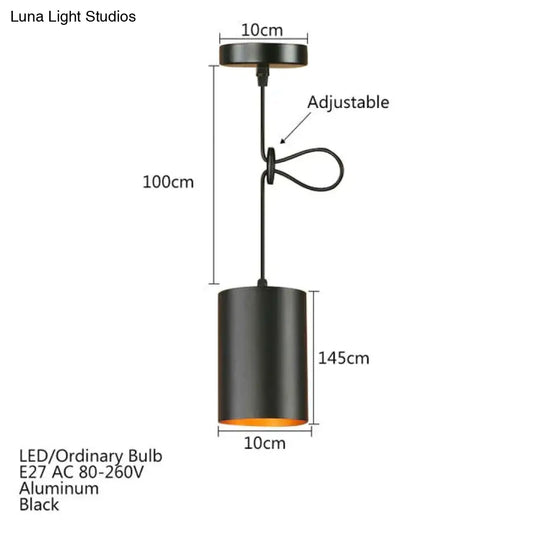 Modern Black Aluminum Pendant Light Led E27 Nordic Industrail Hanging Lamp For Living Room