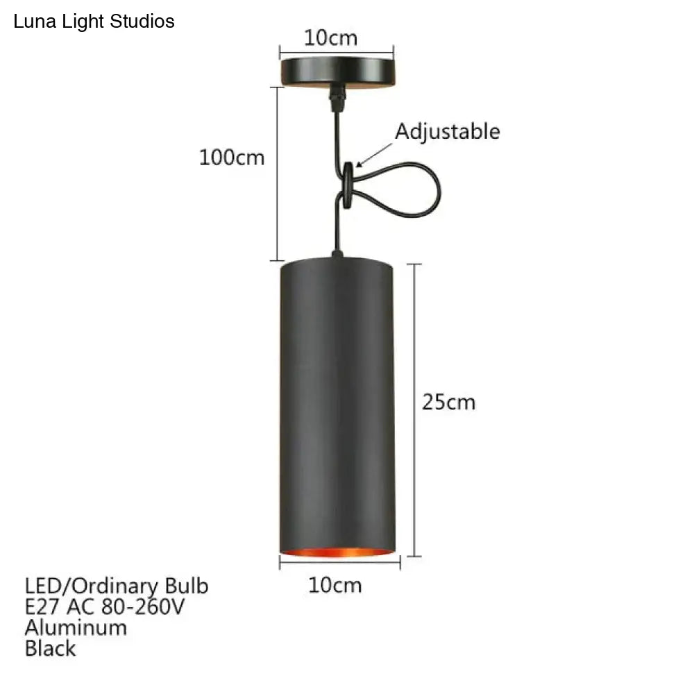 Modern Black Aluminum Pendant Light Led E27 Nordic Industrail Hanging Lamp For Living Room