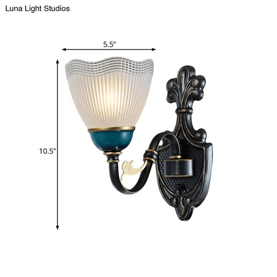 Modern Black And Blue Metal Wall Light Fixture With Glass Shade