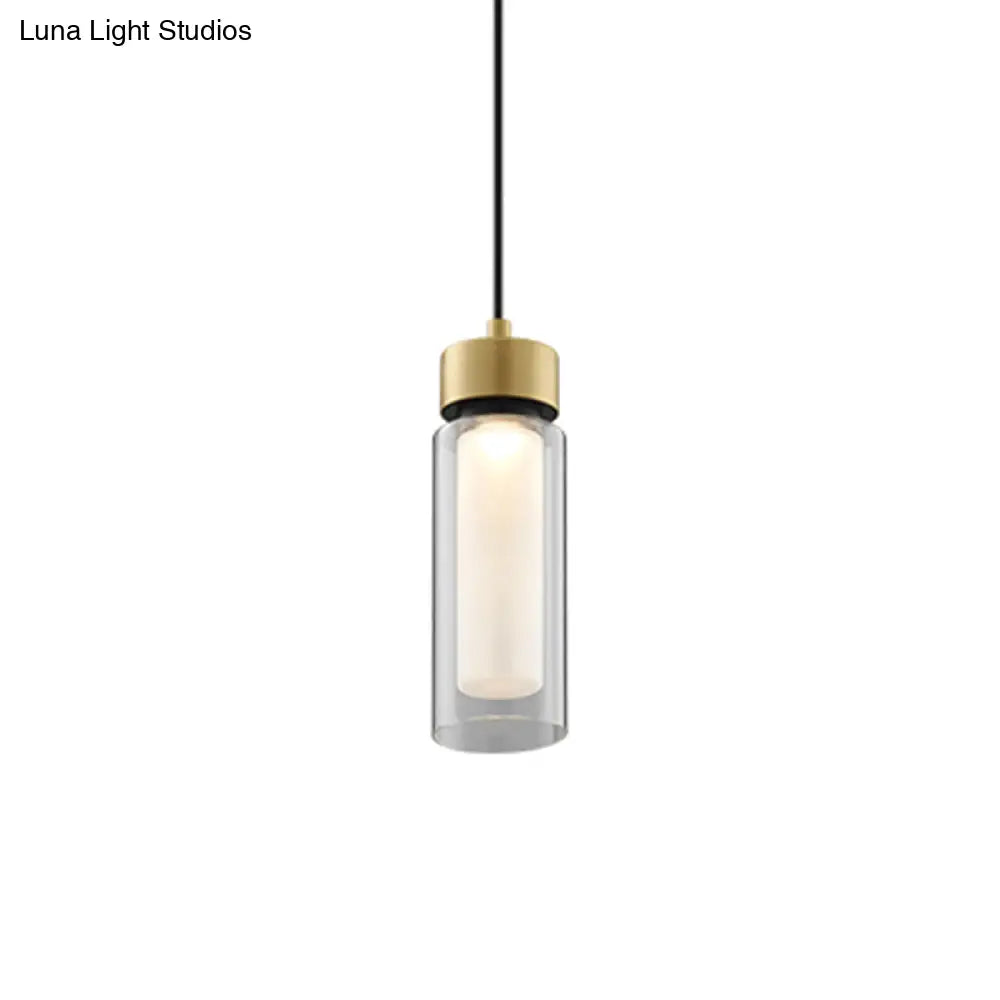 Modern Black And Gold Led Pendant Light With Clear Glass Shade - Simplicity Collection