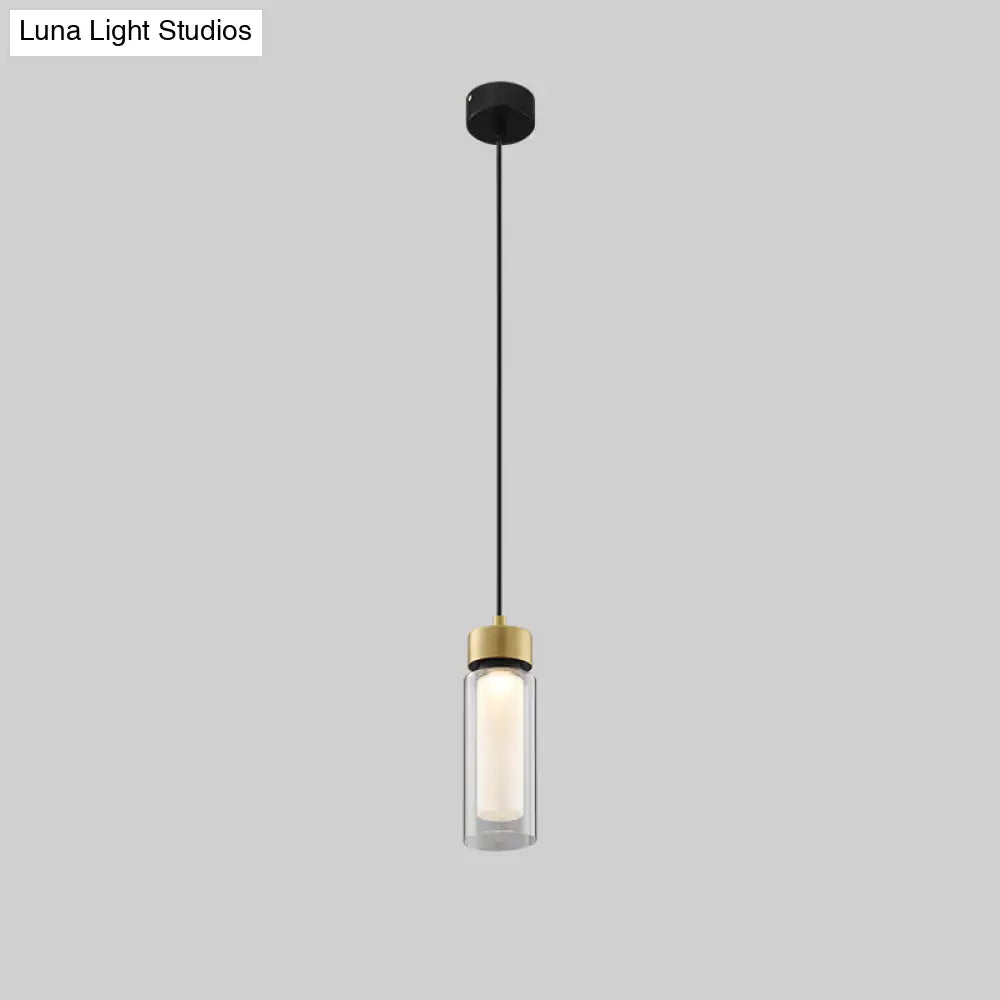 Modern Black And Gold Led Pendant Light With Clear Glass Shade - Simplicity Collection