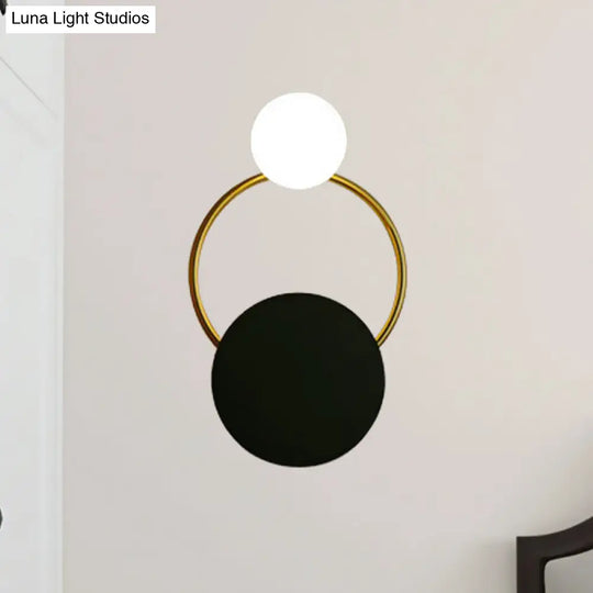 Modern Black And Gold Round Wall Sconce For Bedside Lighting