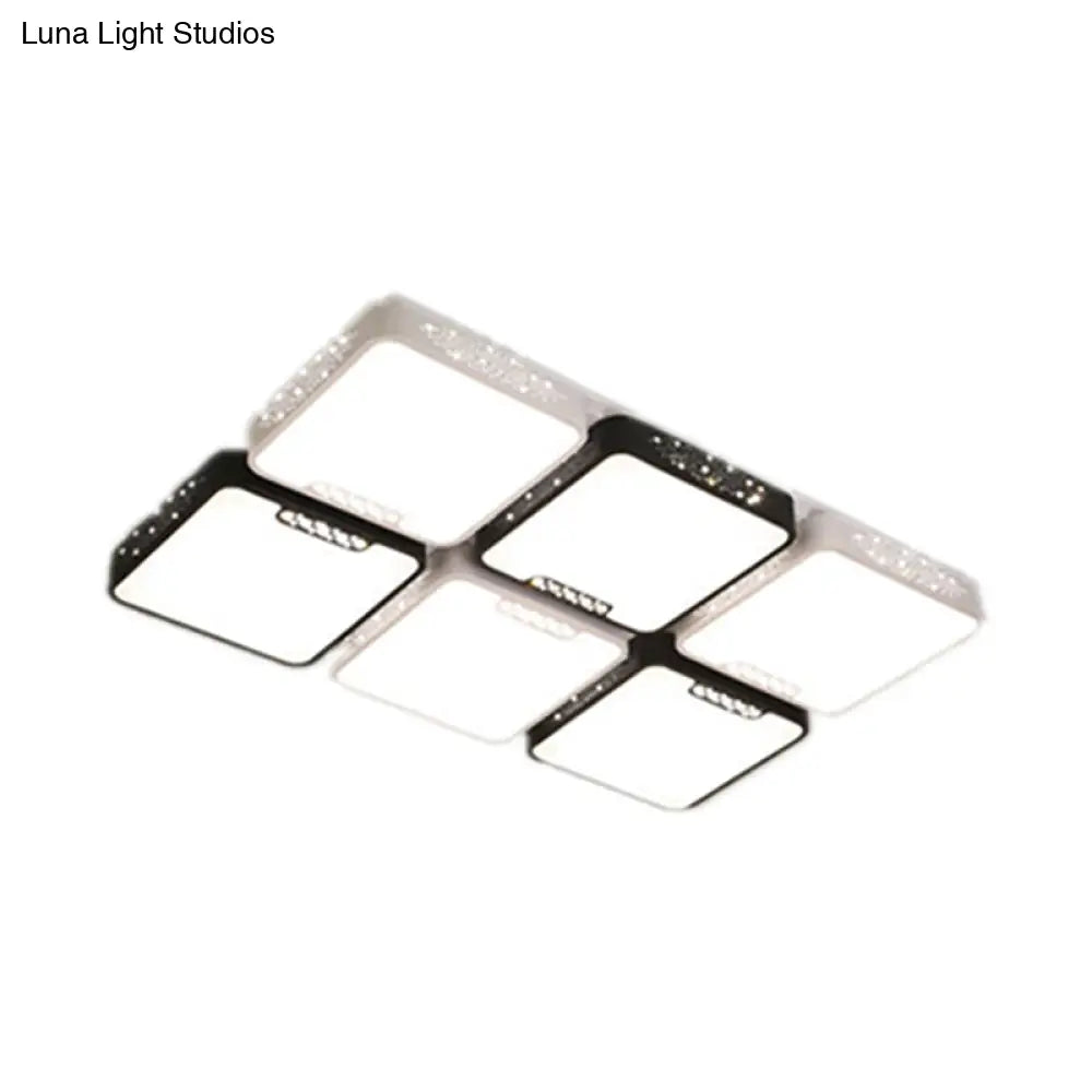 Modern Black And White Ceiling Light Fixture With Acrylic Shade - Choose Warm Or 3 Color 4/6 Lights