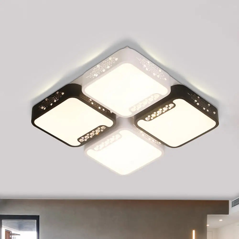 Modern Black And White Ceiling Light Fixture With Acrylic Shade - Choose Warm Or 3 Color 4/6 Lights