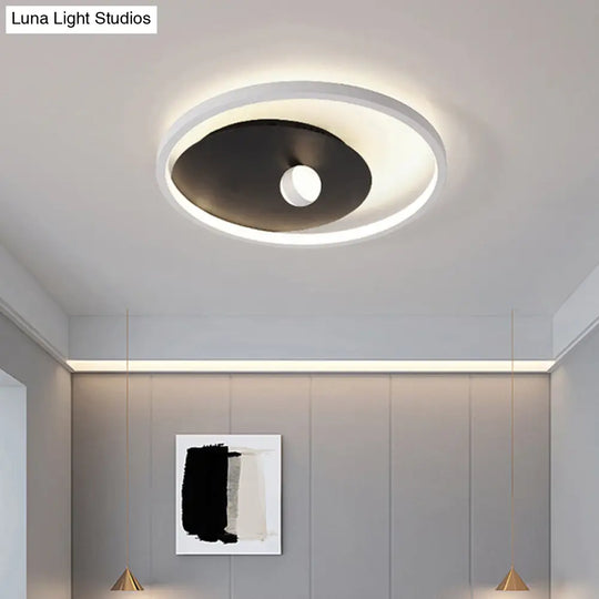 Modern Black And White Circle Acrylic Led Ceiling Light With Ball Design For Bedroom - Flush Mount