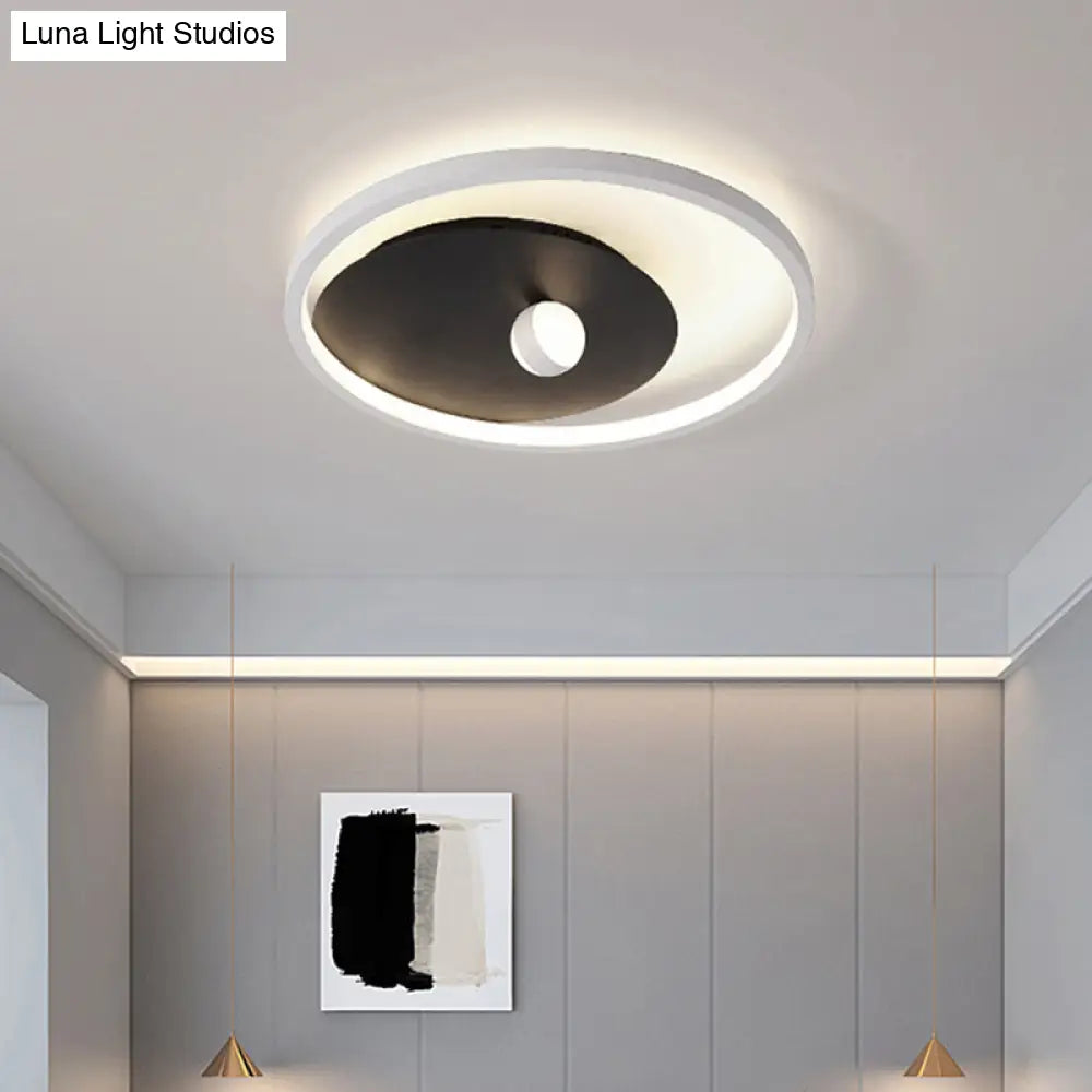 Modern Black And White Circle Acrylic Led Ceiling Light With Ball Design For Bedroom - Flush Mount
